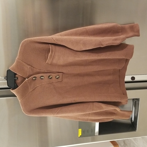 💕LUNYA💕 Cozy Cotton Silk Pocket Henley Pullover Sweater ~ Humble Brown M NWOT - Picture 13 of 16